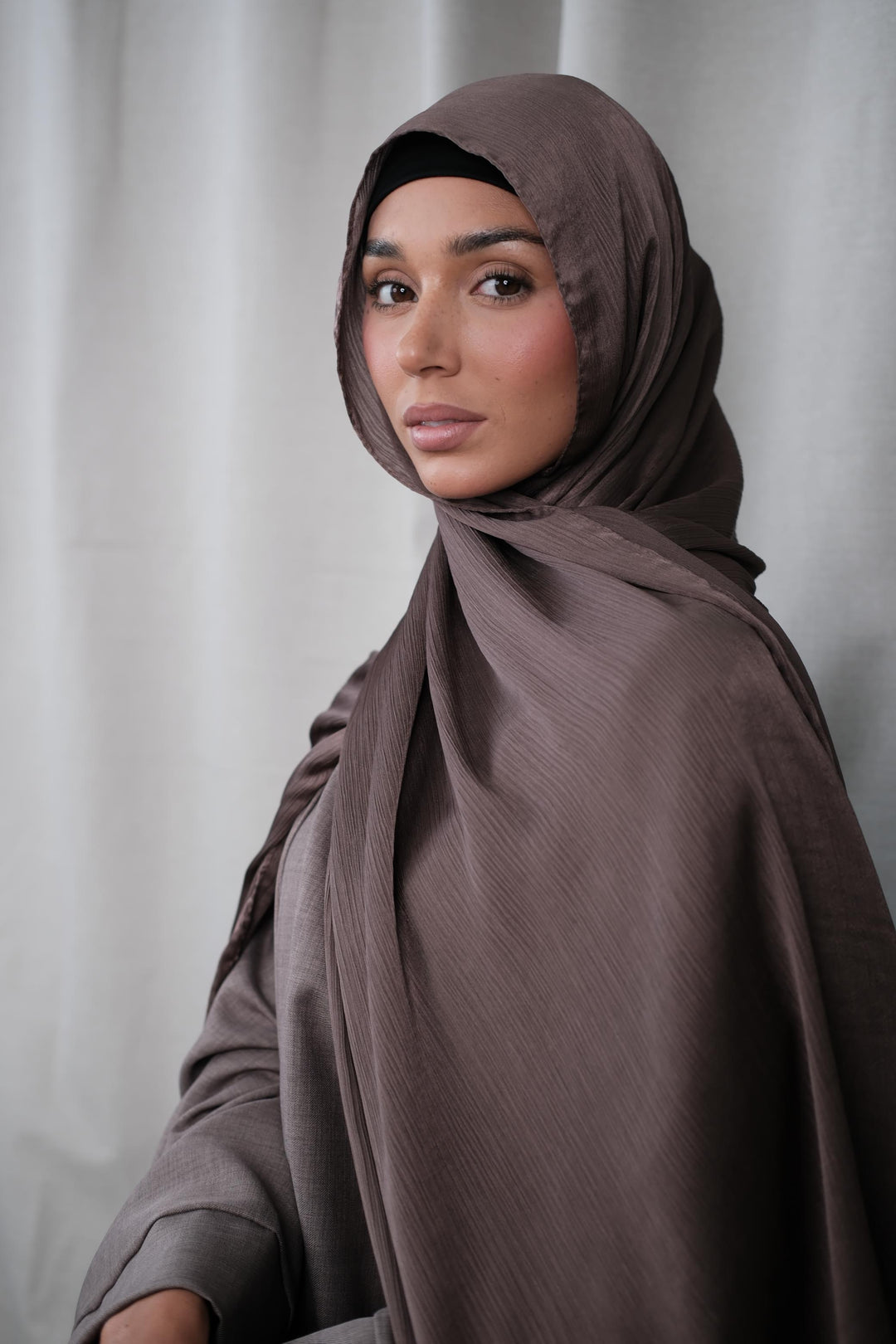 Coffee Crinkle Silk Hijab
