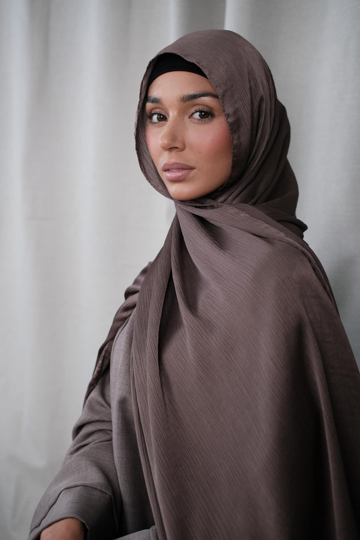 Coffee Crinkle Silk Hijab
