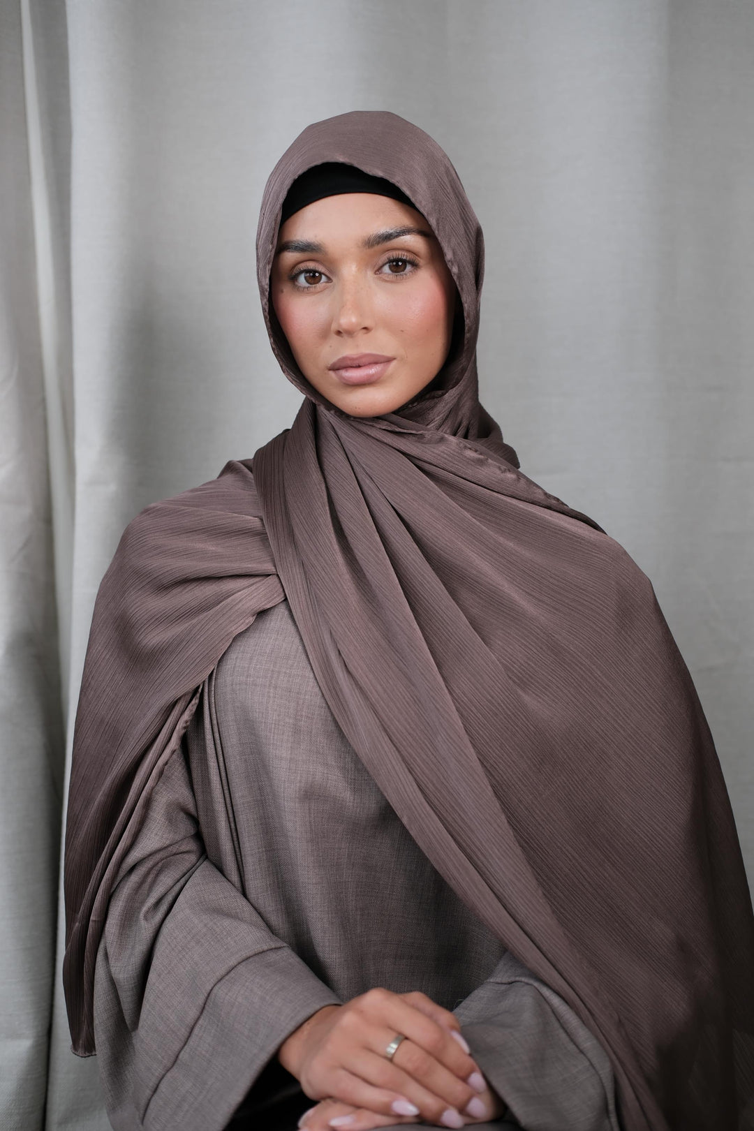 Coffee Crinkle Silk Hijab