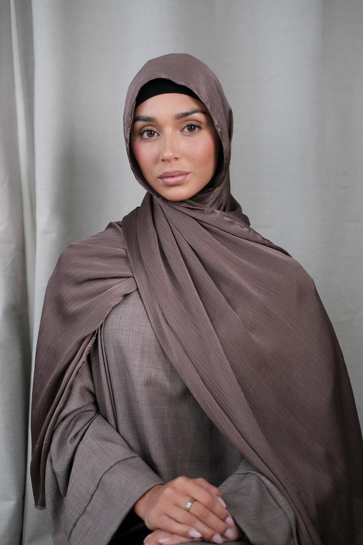 Coffee Crinkle Silk Hijab
