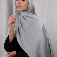 Grey Crinkle Silk Hijab