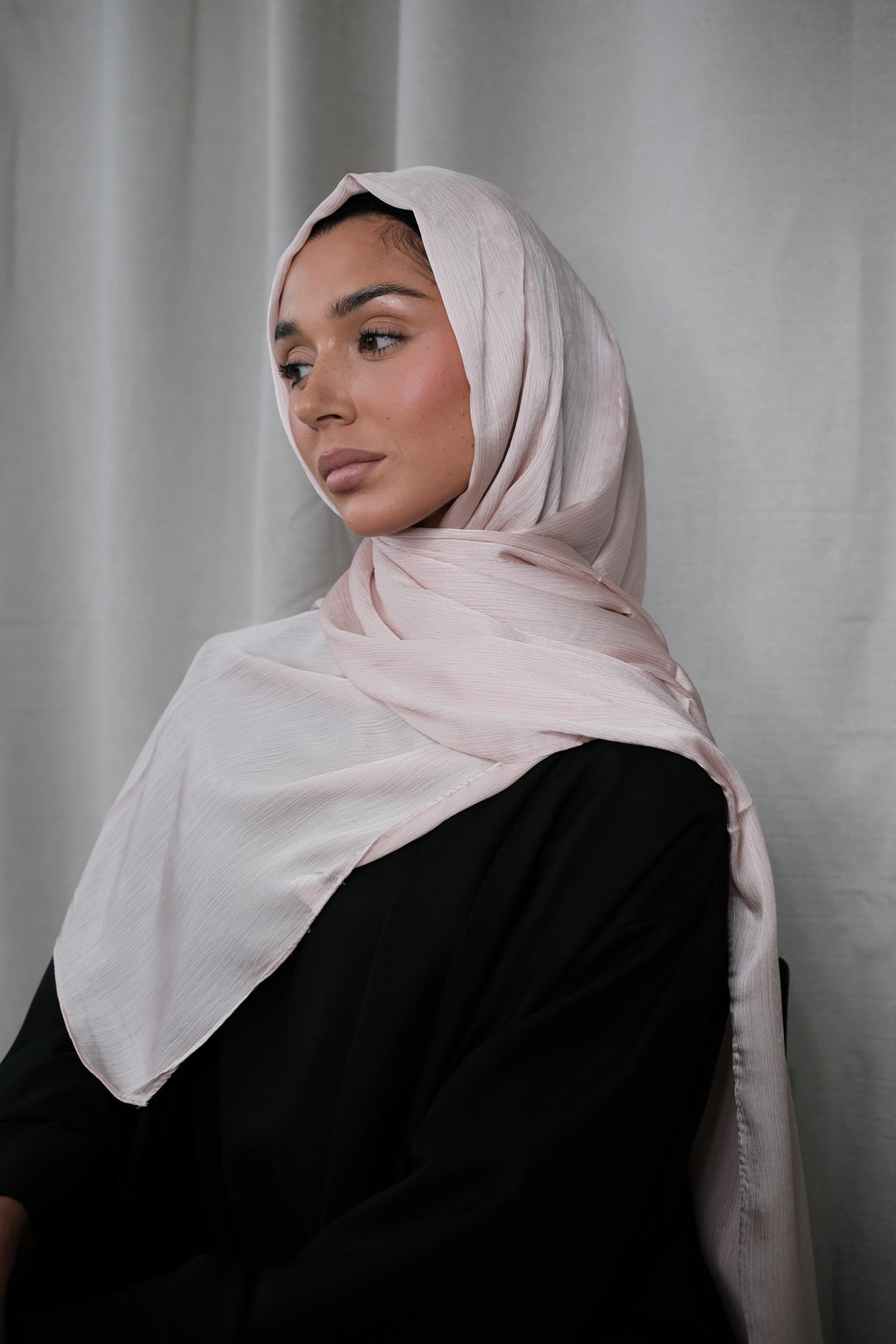 Light Pink Crinkle Silk Hijab