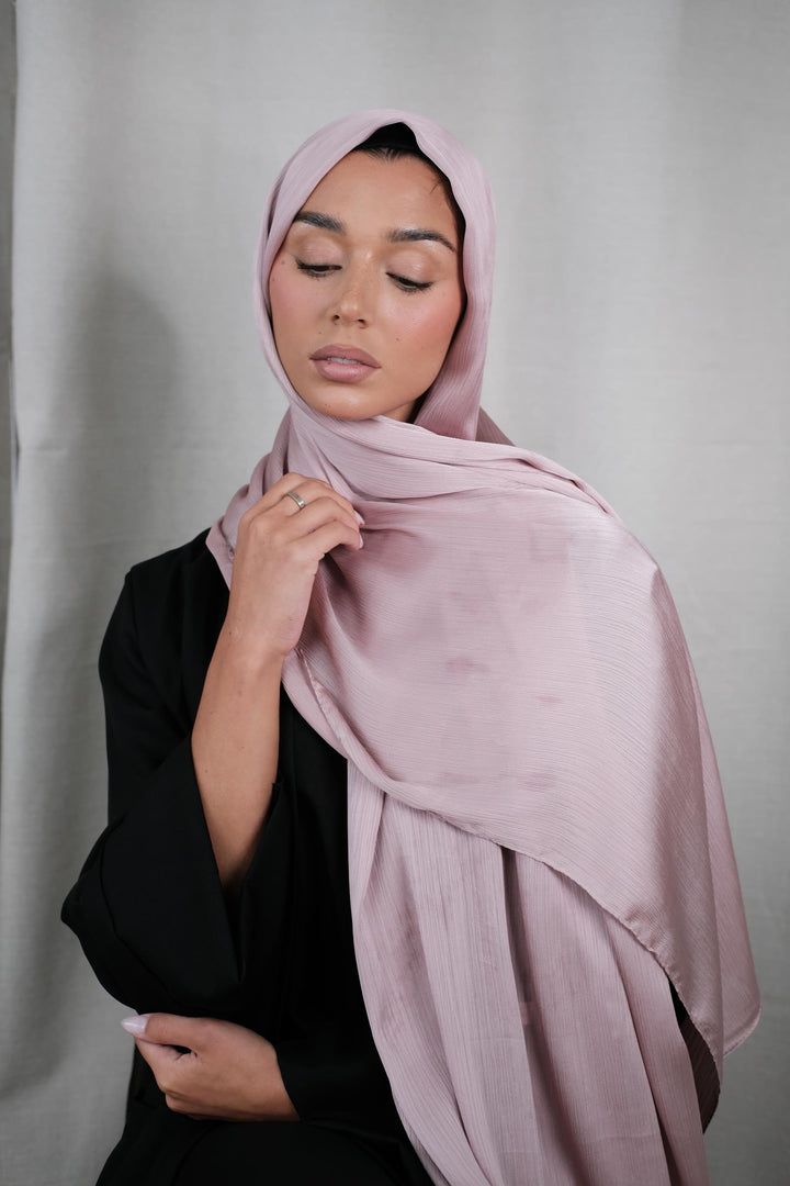 Pink Crinkle Silk Hijab