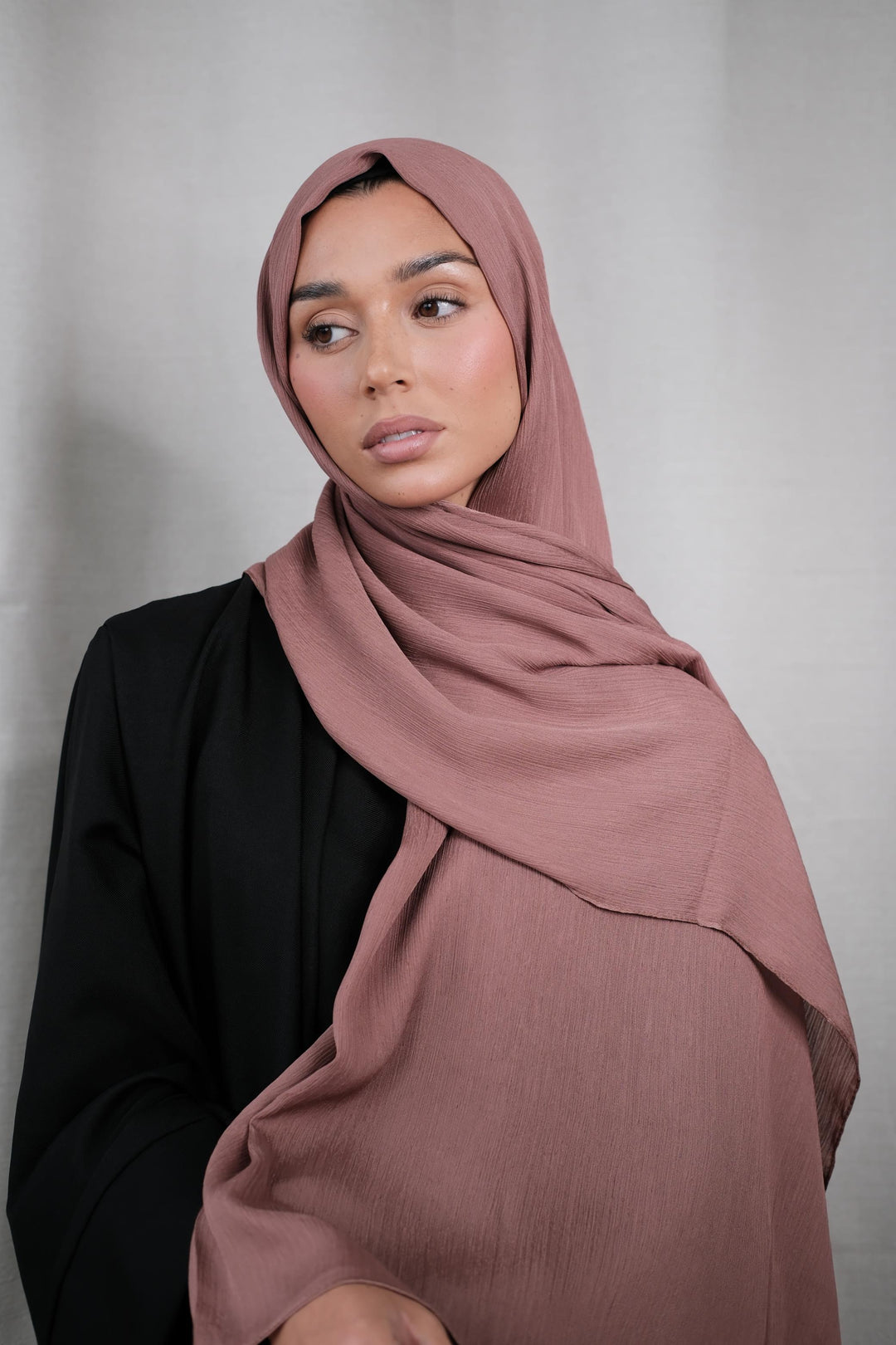 Rose Wood Crinkle Silk Hijab