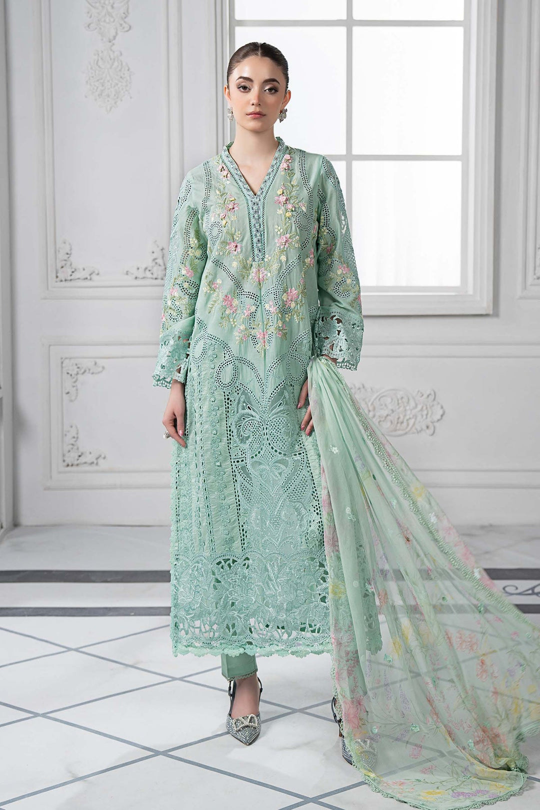 Embroidered Lawn Pista Stitched Suit - Maria B Luxury Lawn