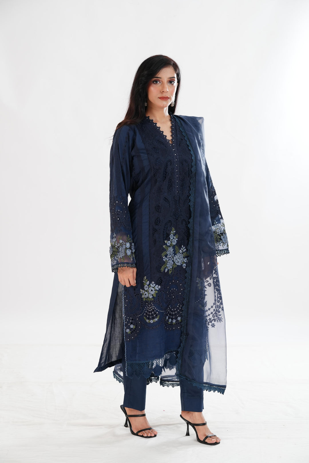 Embroidered Black Stitched Suit - Maria B Luxury Lawn