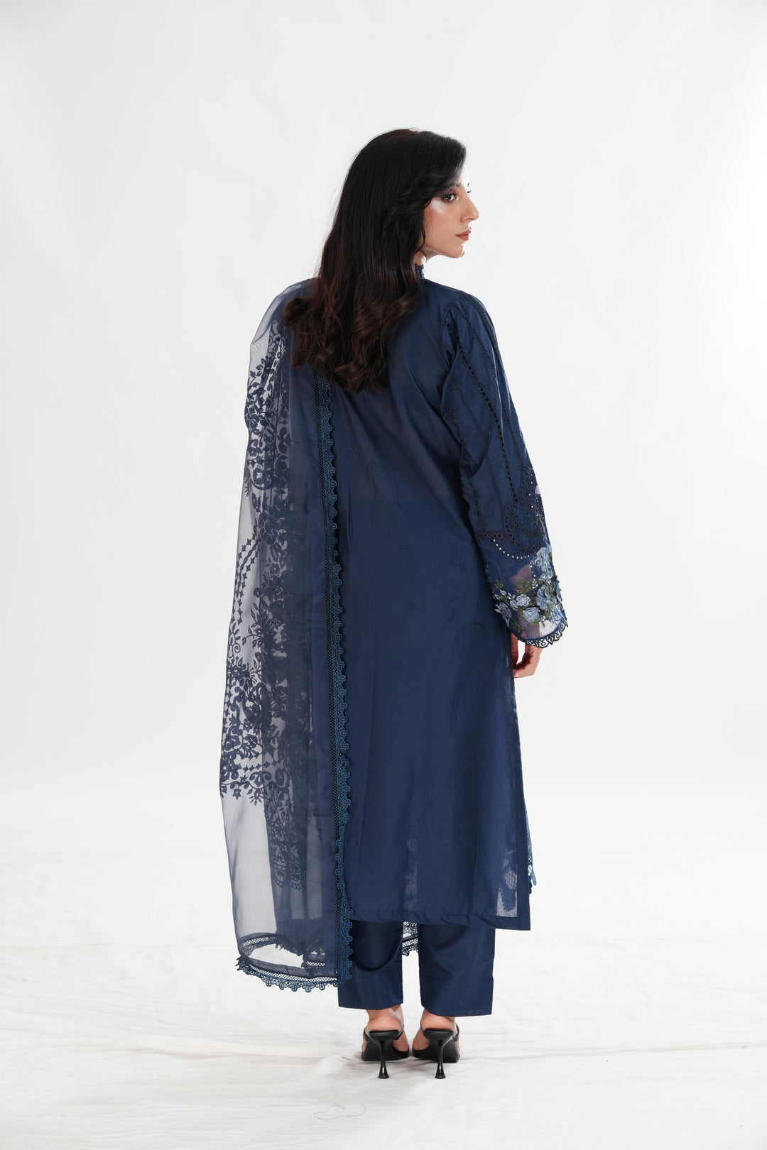 Embroidered Black Stitched Suit - Maria B Luxury Lawn