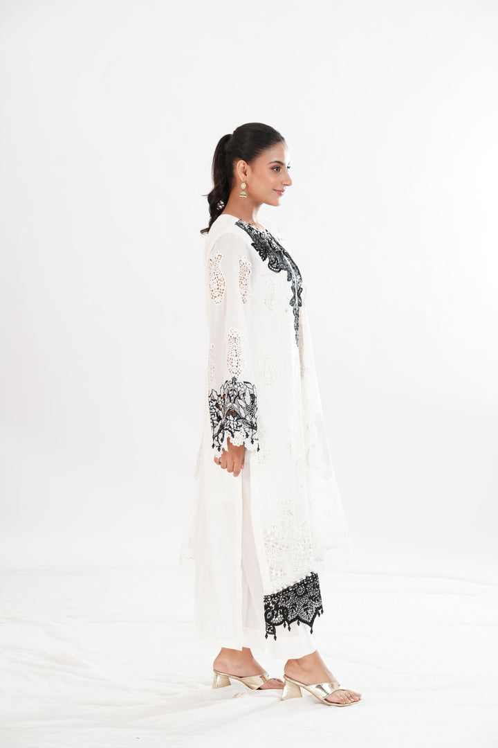 Embroidered Paper Cotton Off White Stitched Suit - Maria B Luxury Lawn