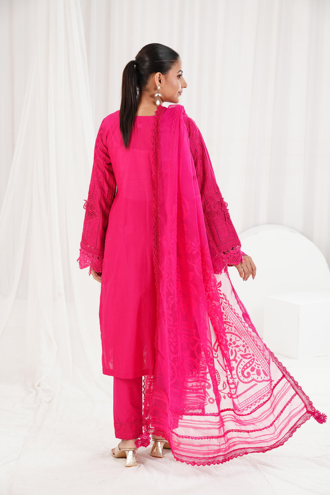 Embroidered Maroon Stitched Suit - Maria B Luxury Lawn