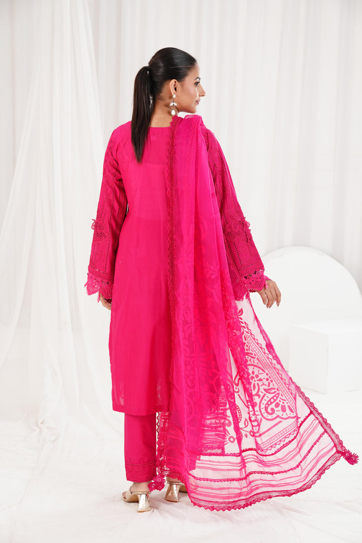 Embroidered Maroon Stitched Suit - Maria B Luxury Lawn