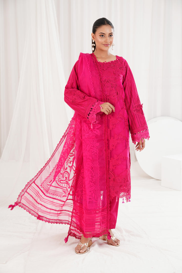 Embroidered Maroon Stitched Suit - Maria B Luxury Lawn
