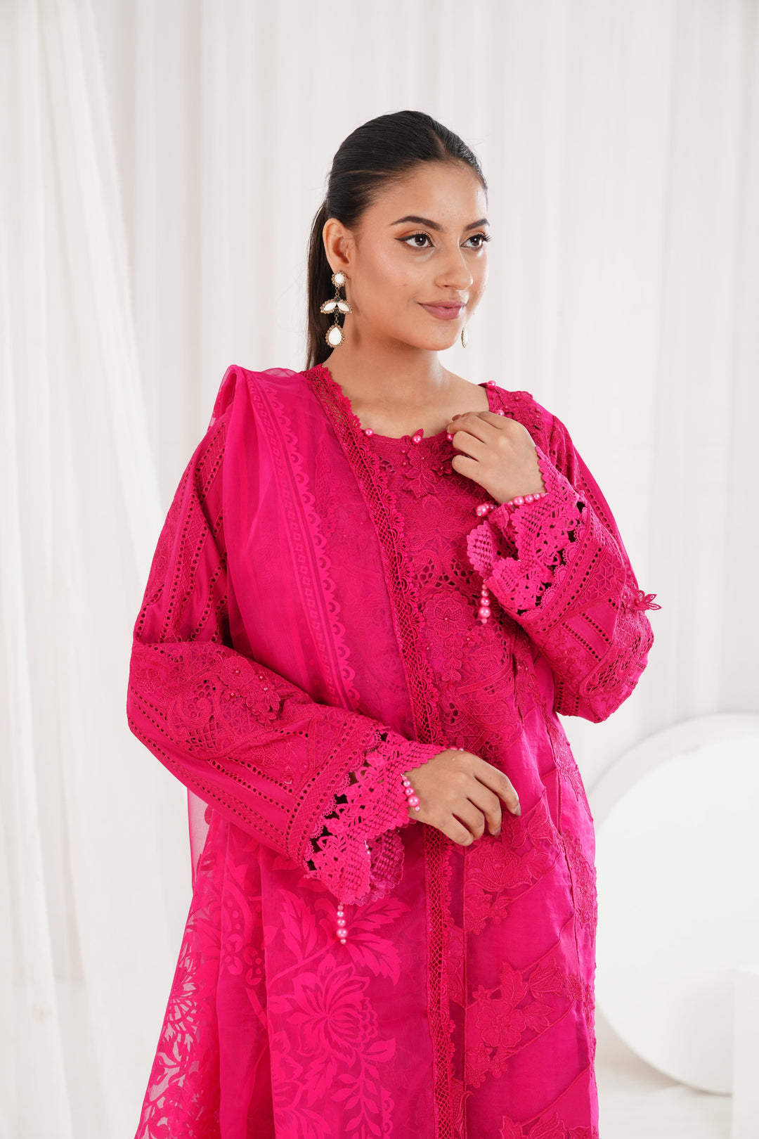Embroidered Maroon Stitched Suit - Maria B Luxury Lawn