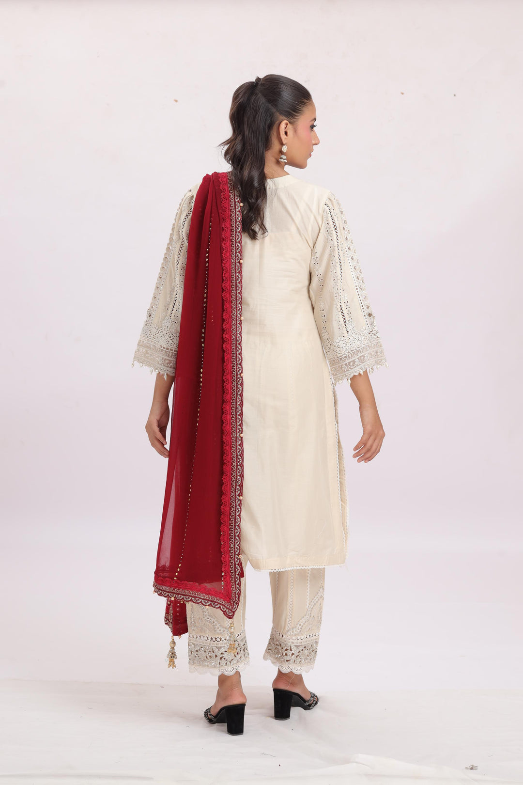 Embroidered Lawn Beige Stitched Suit - Maria B Luxury Lawn