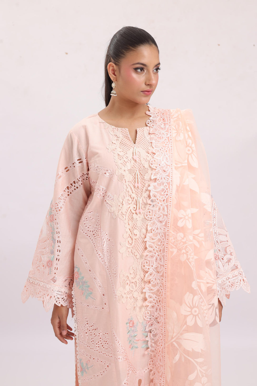 Embroidered Dobby Lawn Pink Stitched Suit - Maria B Luxury Lawn