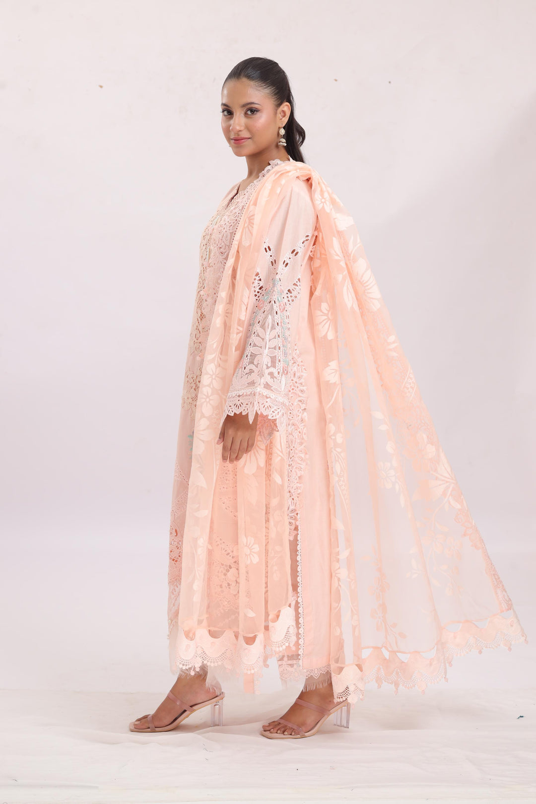 Embroidered Dobby Lawn Pink Stitched Suit - Maria B Luxury Lawn