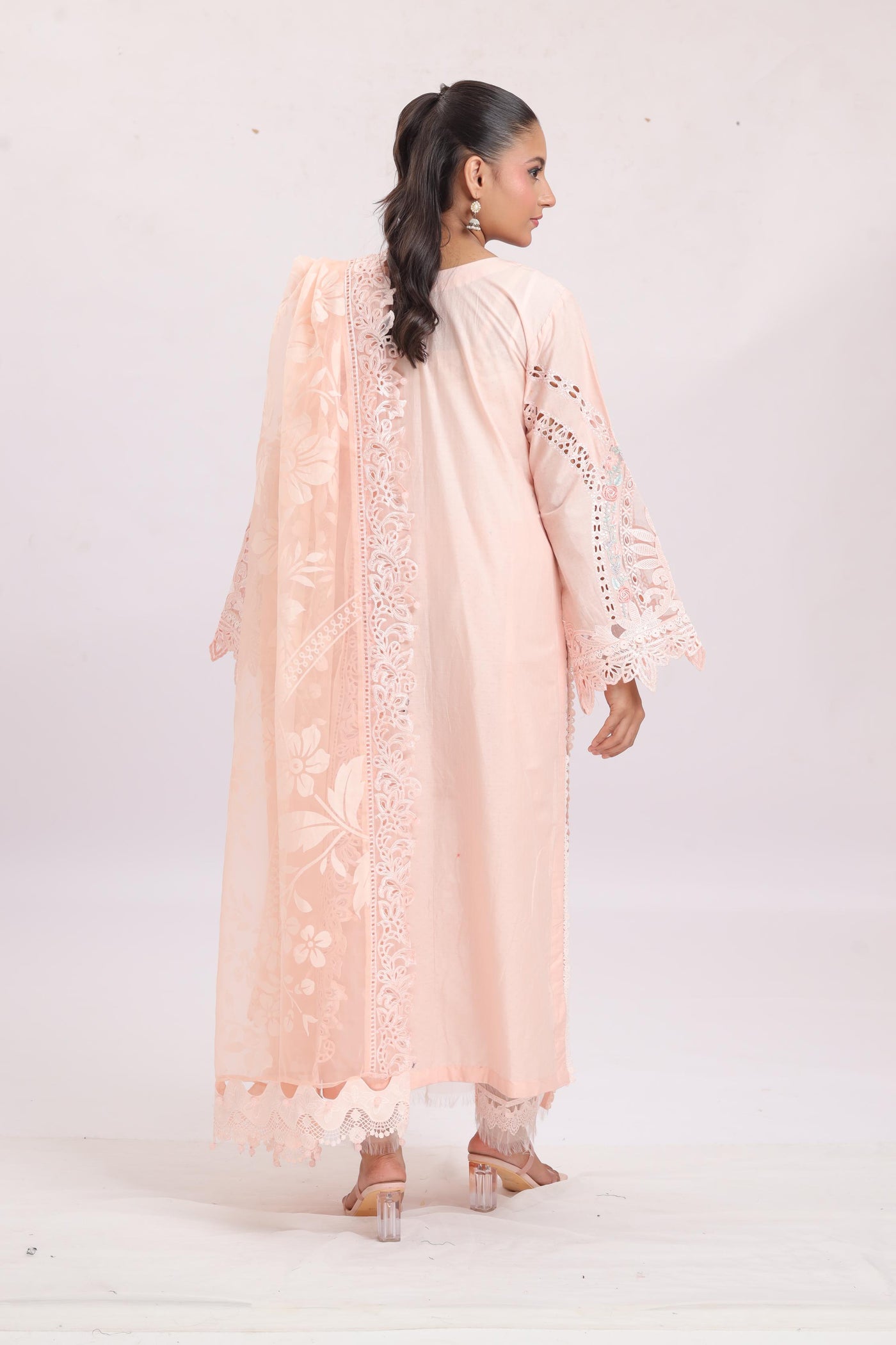 Embroidered Dobby Lawn Pink Stitched Suit - Maria B Luxury Lawn