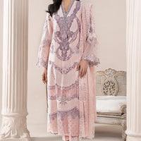 Embroidered Jacquard Lawn Pink Stitched Suit - Maria B