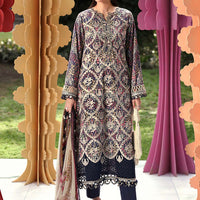 Embroidered Lawn Blue Stitched Suit - Maria B M Print '26
