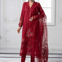 Embroidered Red Stitched Suit - Maria B Luxury Lawn