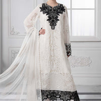 Embroidered Paper Cotton Off White Stitched Suit - Maria B Luxury Lawn