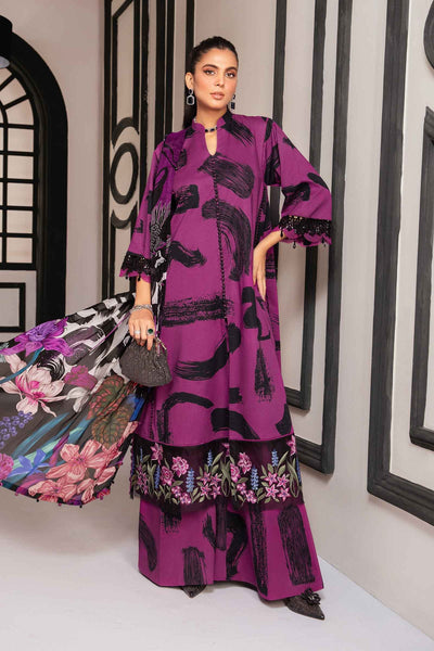 Lawn Purple Stitched Suit - Maria B