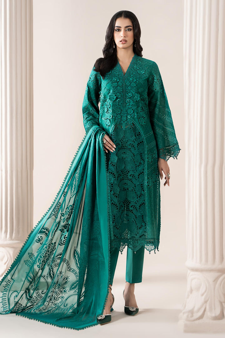 Embroidered Jacquard Lawn Ferozi Stitched Suit - Maria B