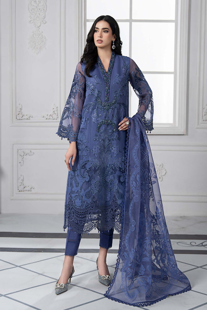 Embroidered Organza Purple Stitched Suit - Maria B Luxury Lawn