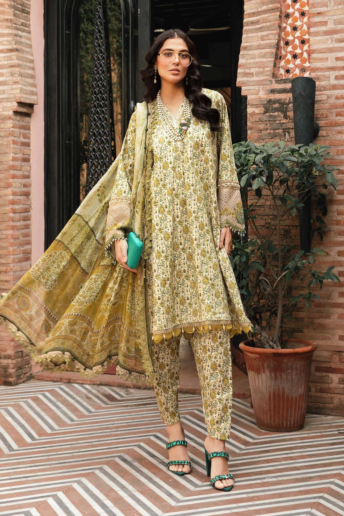 Lawn Green Stitched Suit - Maria B