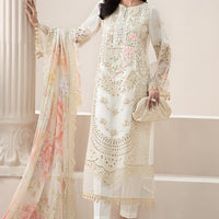 Embroidered Lawn Off White Stitched Suit - Maria B