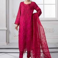Embroidered Maroon Stitched Suit - Maria B Luxury Lawn