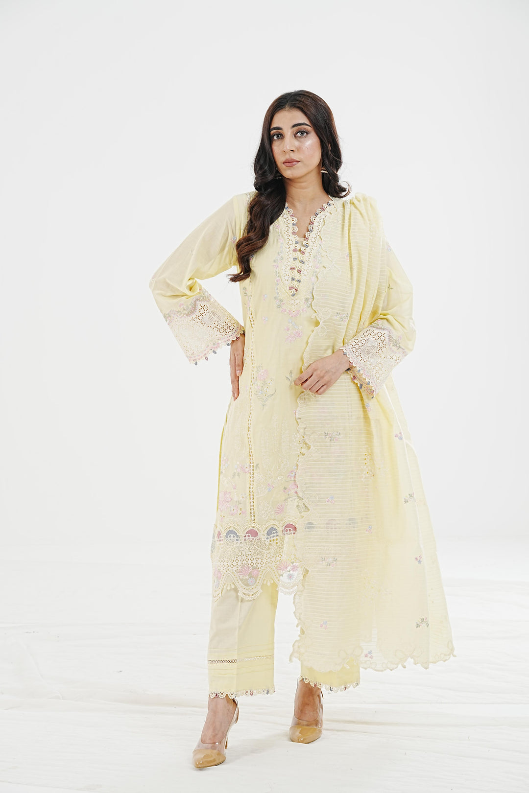 Keva - Qalamkar Qlinekari Lawn Stitched