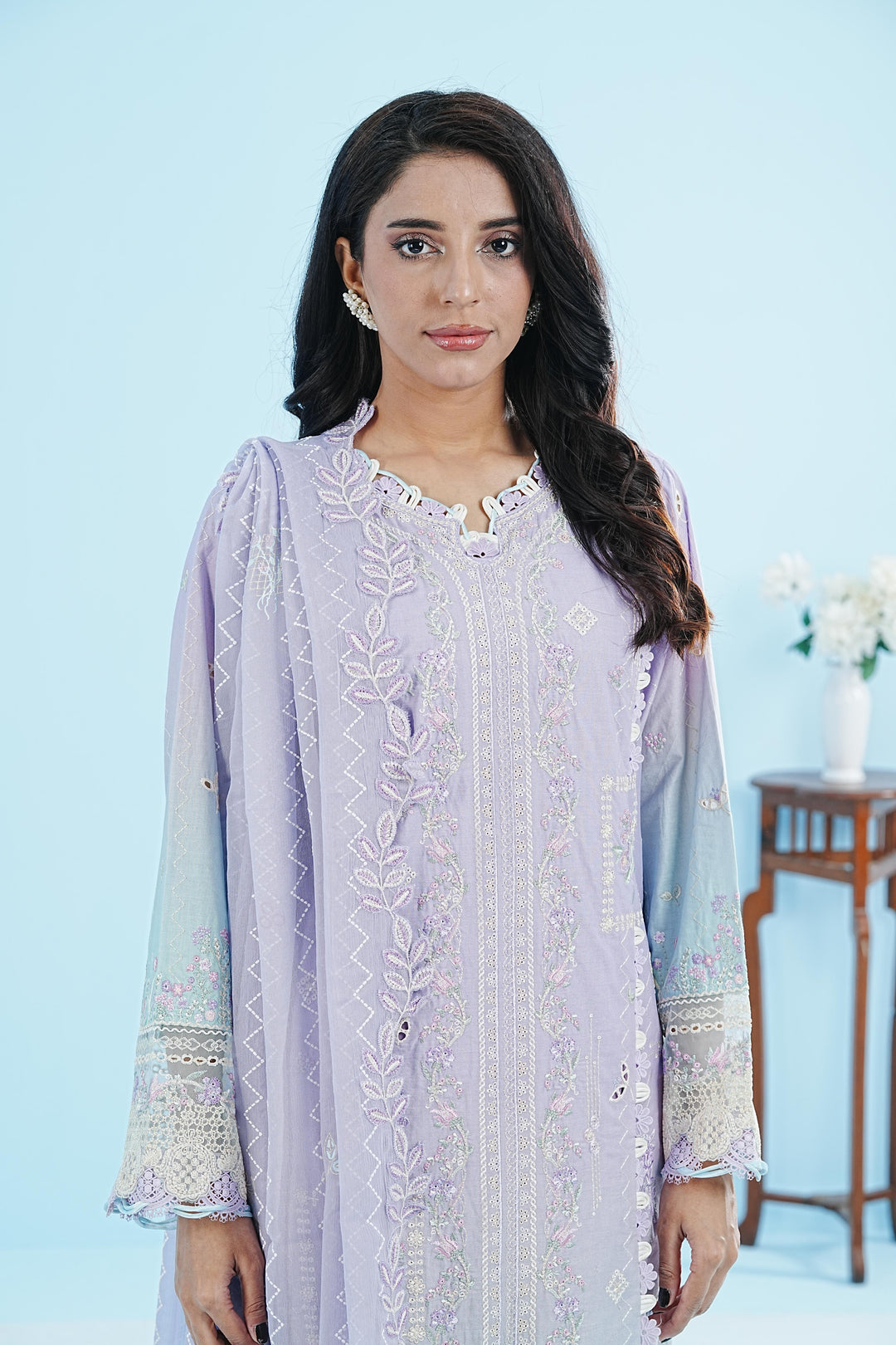 Clio - Qalamkar Qlinekari Lawn Stitched