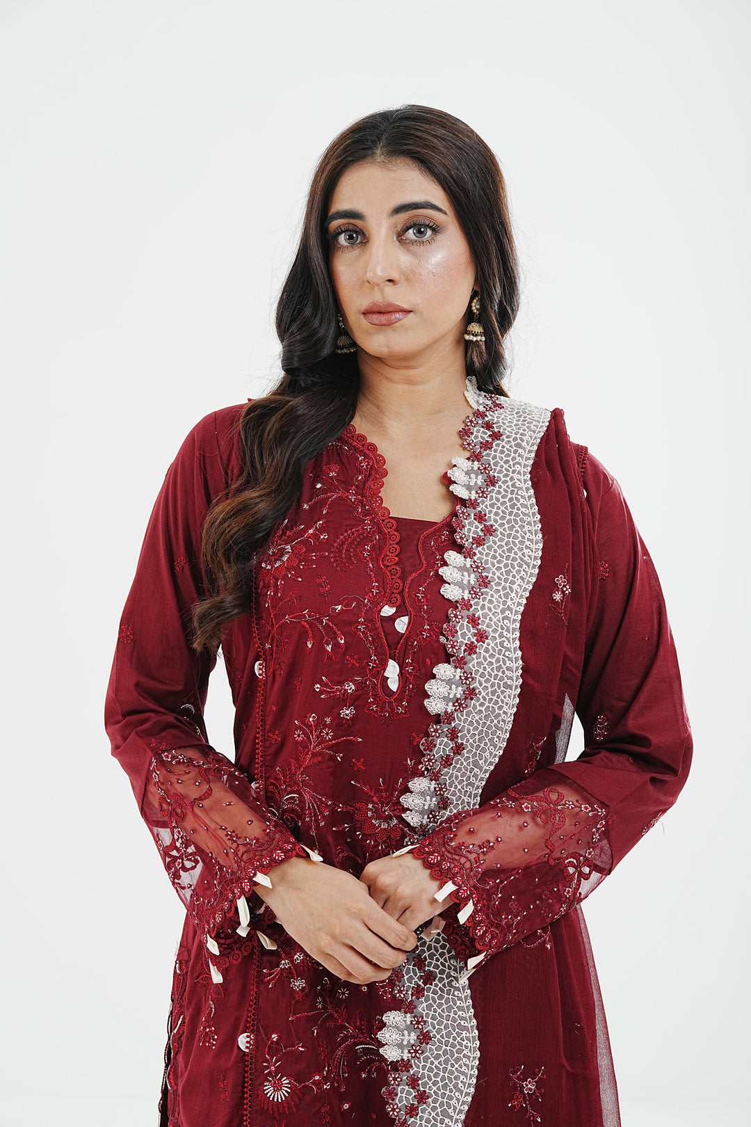 Aila - Qalamkar Qlinekari Lawn Stitched