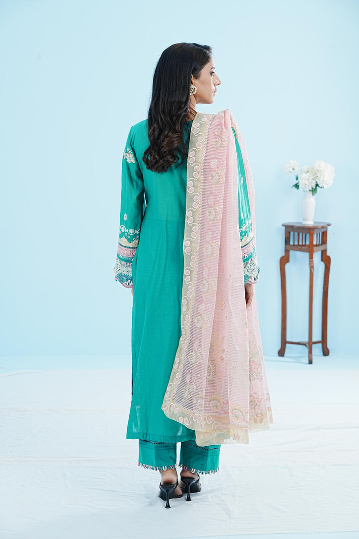 Elida - Qalamkar Qlinekari Lawn Stitched