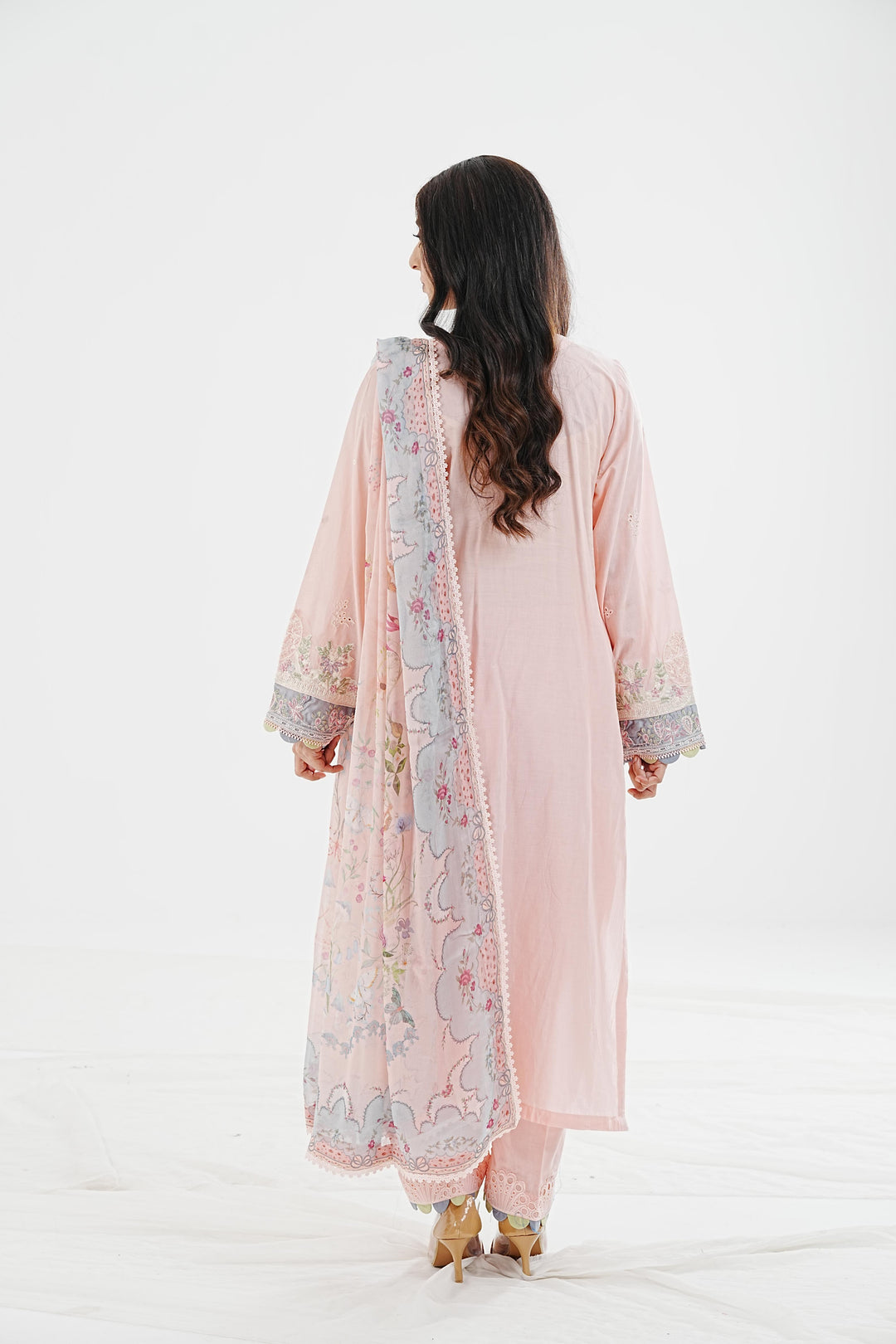 Hedi - Qalamkar Qlinekari Lawn Stitched