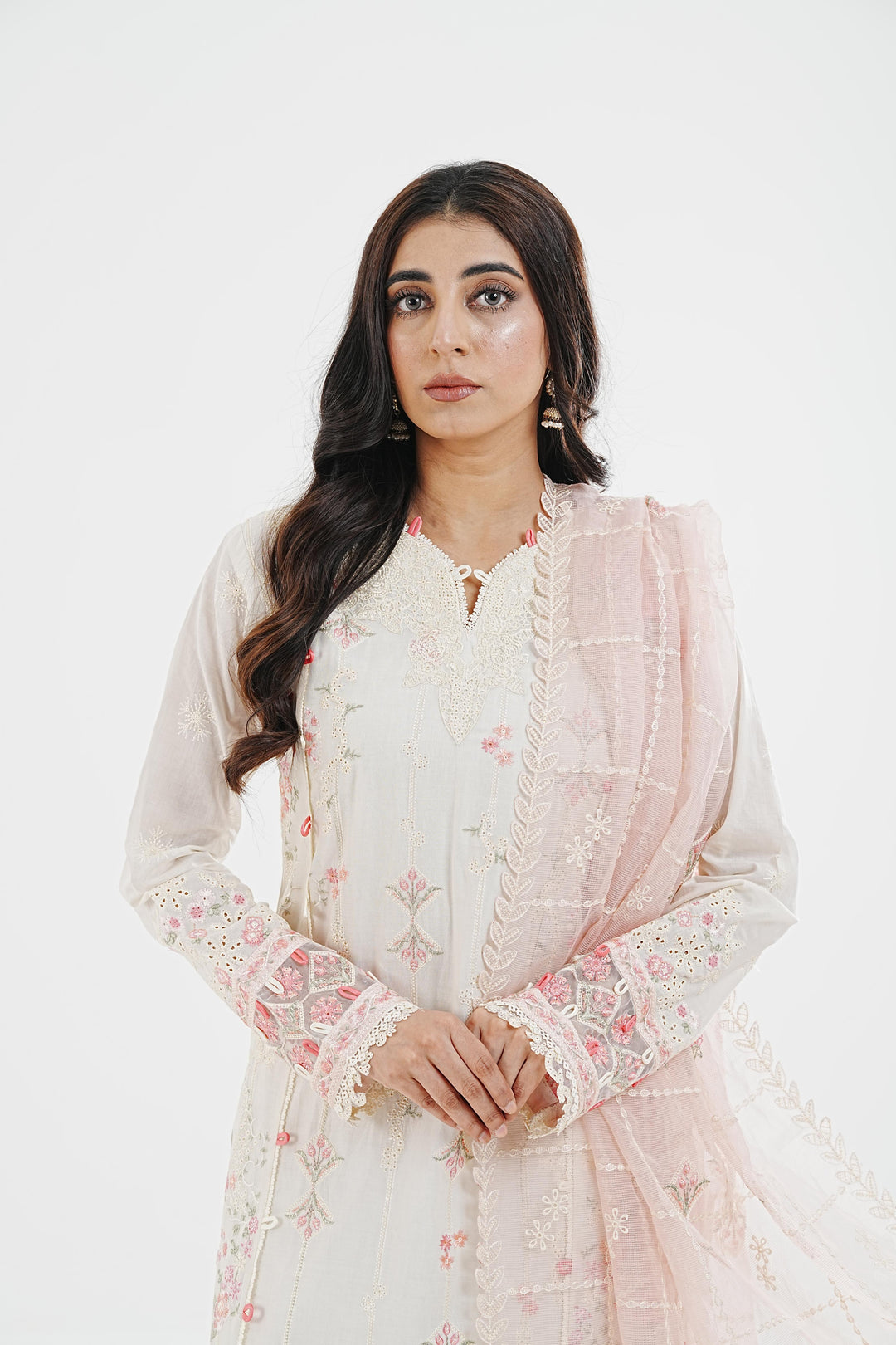 Hedi - Qalamkar Qlinekari Lawn Stitched