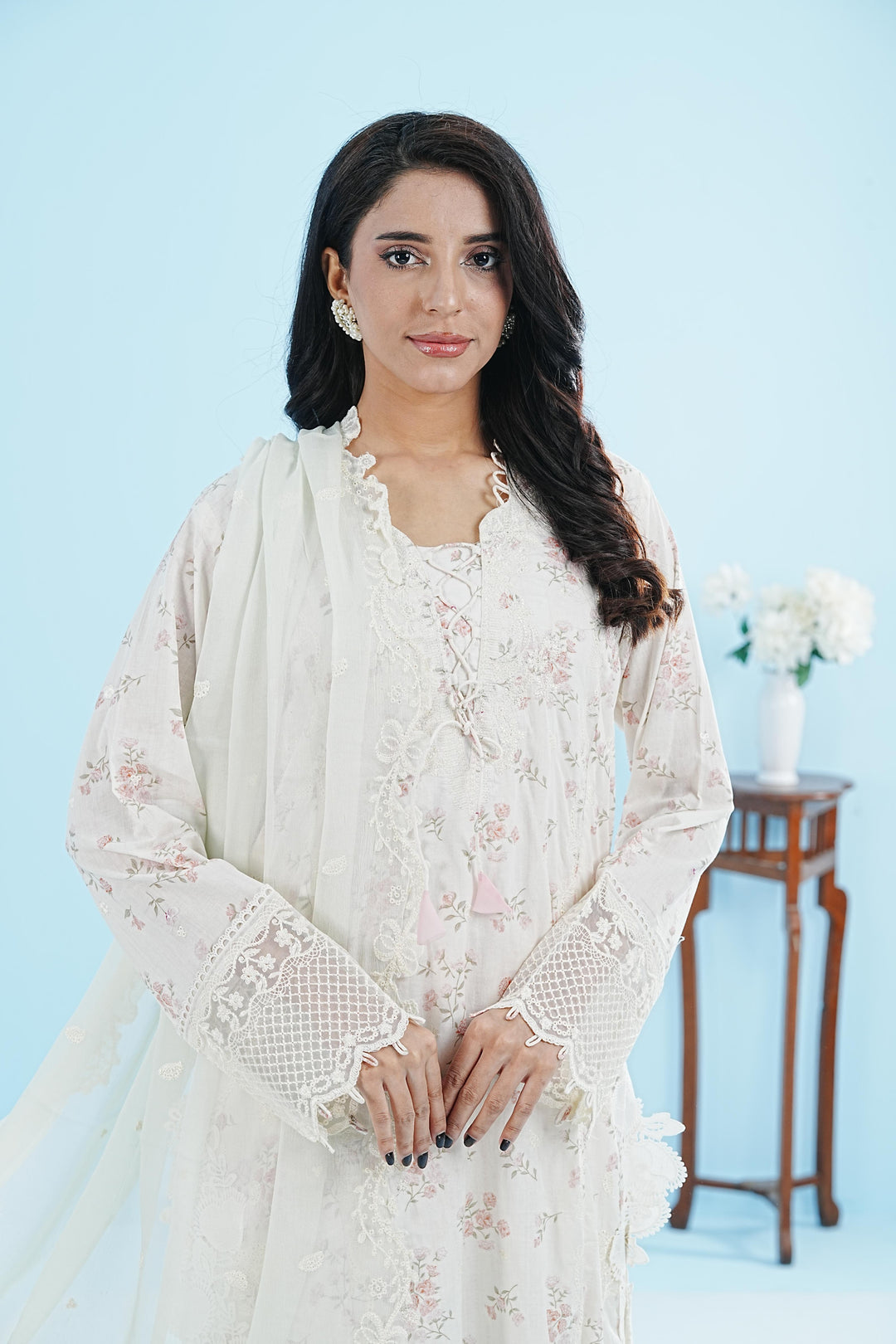 Miri - Qalamkar Qlinekari Lawn Stitched