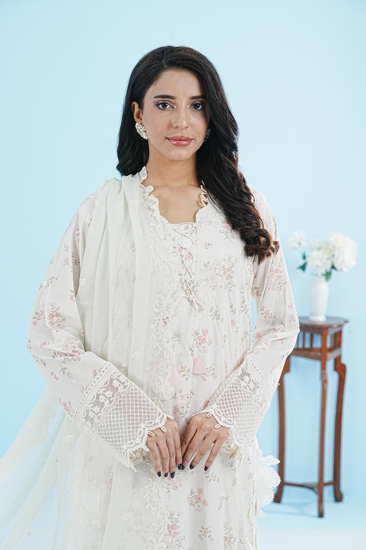 Miri - Qalamkar Qlinekari Lawn Stitched