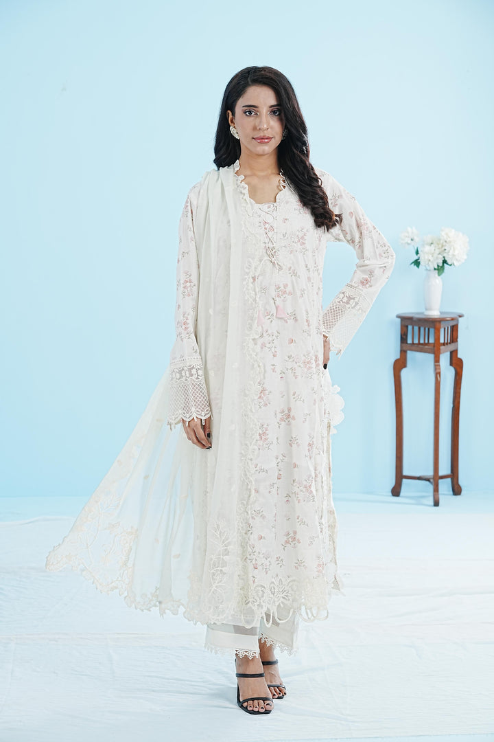 Miri - Qalamkar Qlinekari Lawn Stitched