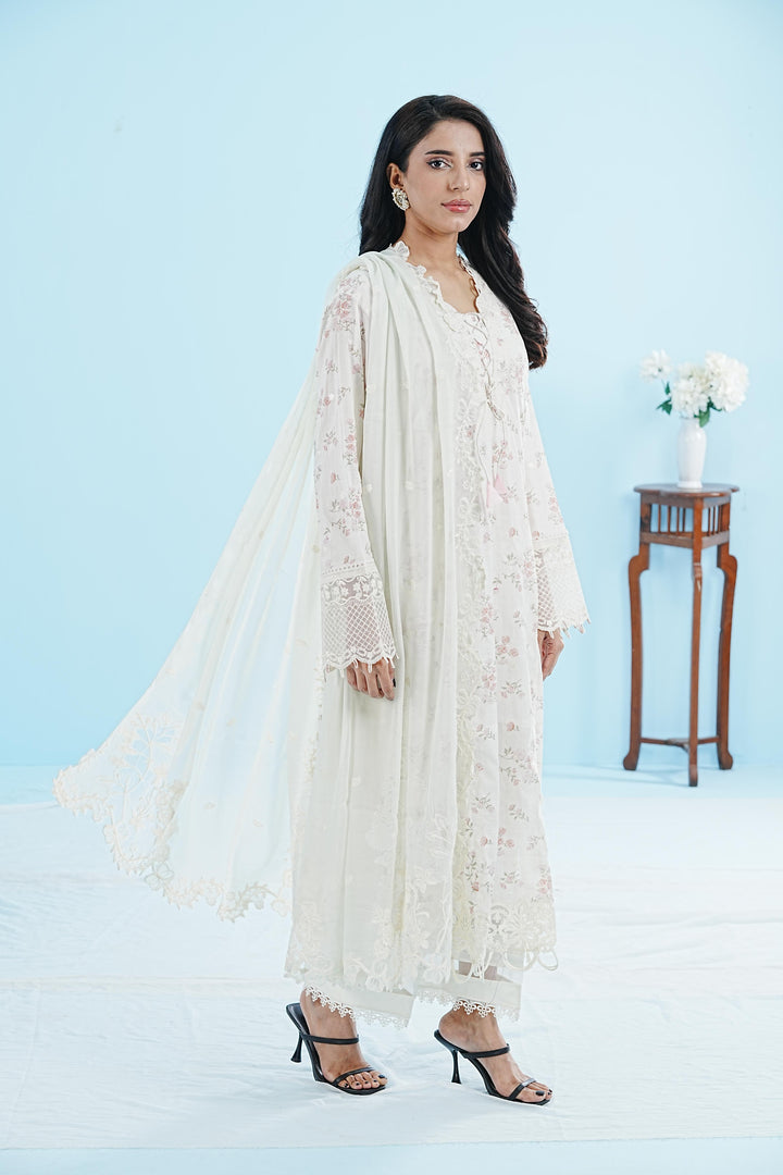 Miri - Qalamkar Qlinekari Lawn Stitched