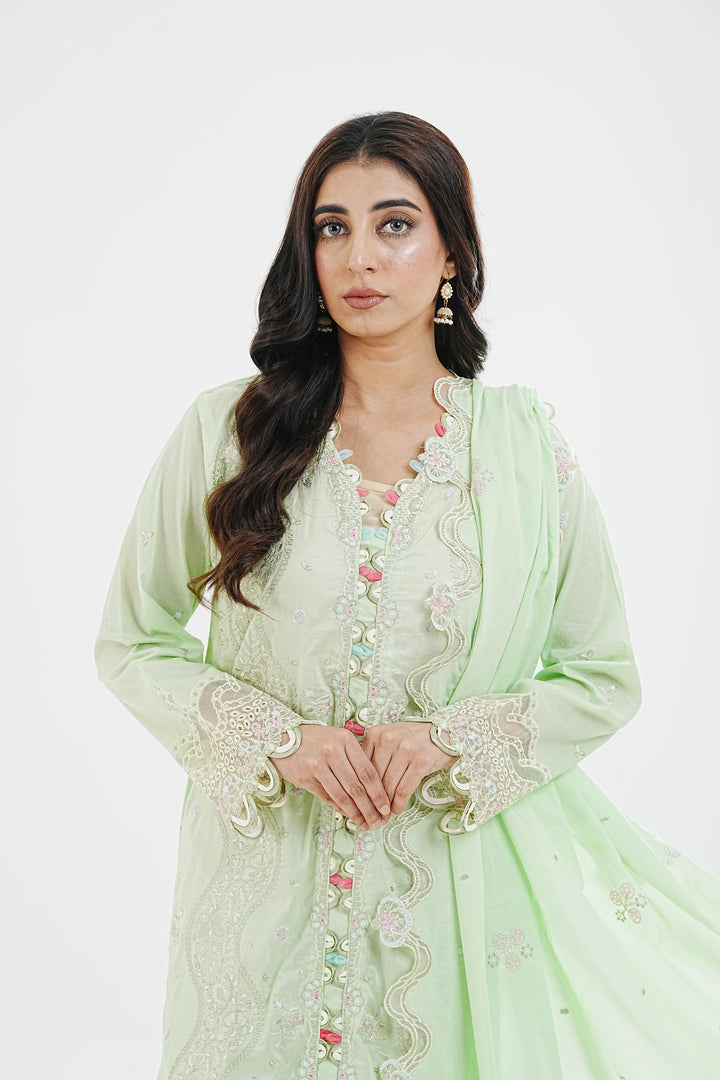 Meline - Qalamkar Qlinekari Lawn Stitched