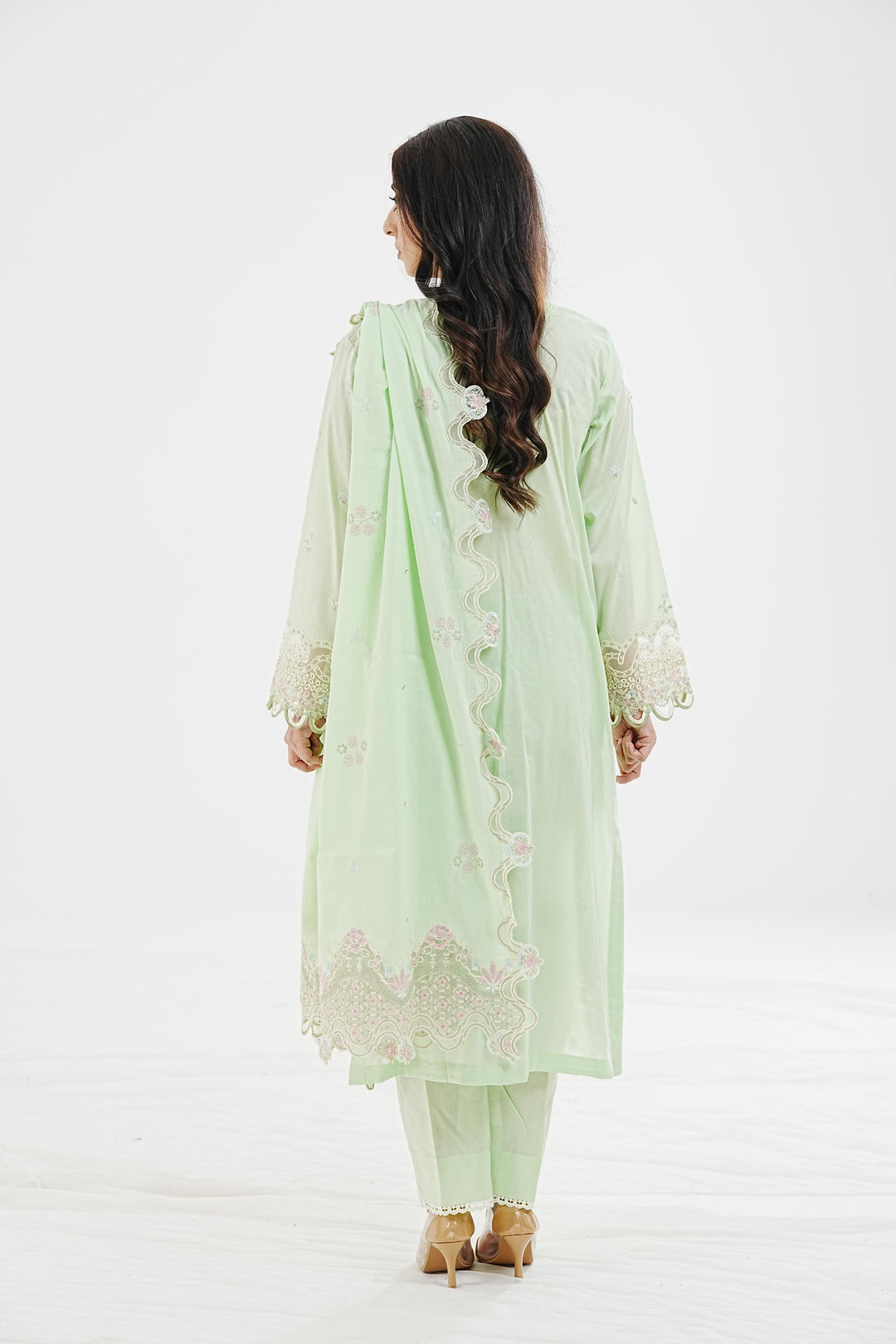 Meline - Qalamkar Qlinekari Lawn Stitched