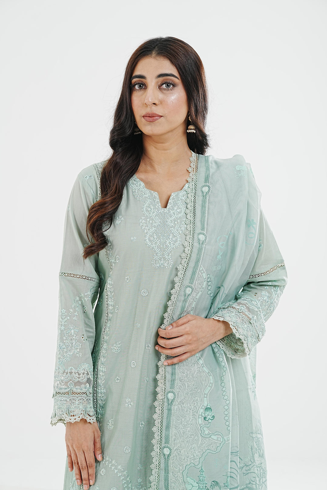 Elira - Qalamkar Qlinekari Lawn Stitched