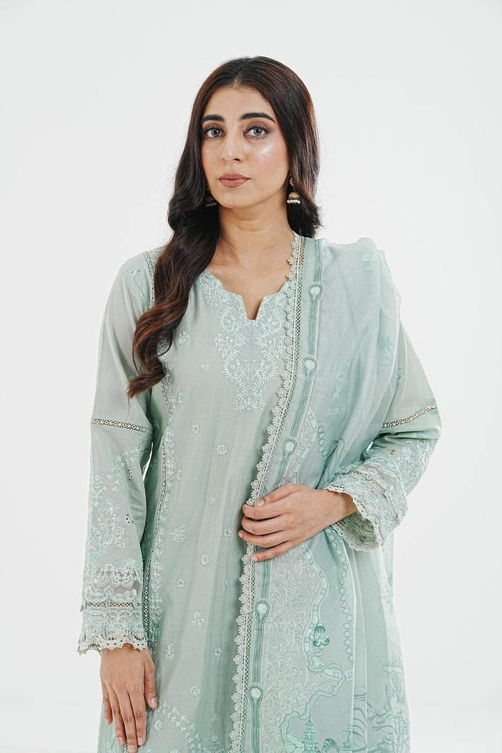 Elira - Qalamkar Qlinekari Lawn Stitched