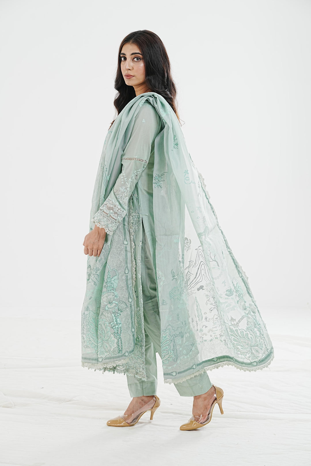 Elira - Qalamkar Qlinekari Lawn Stitched