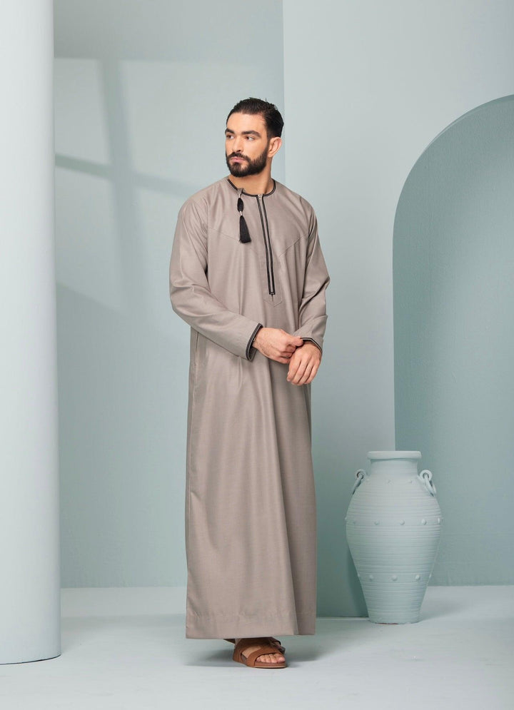 Omaar Beige and Black Premium Jubba - Jiah