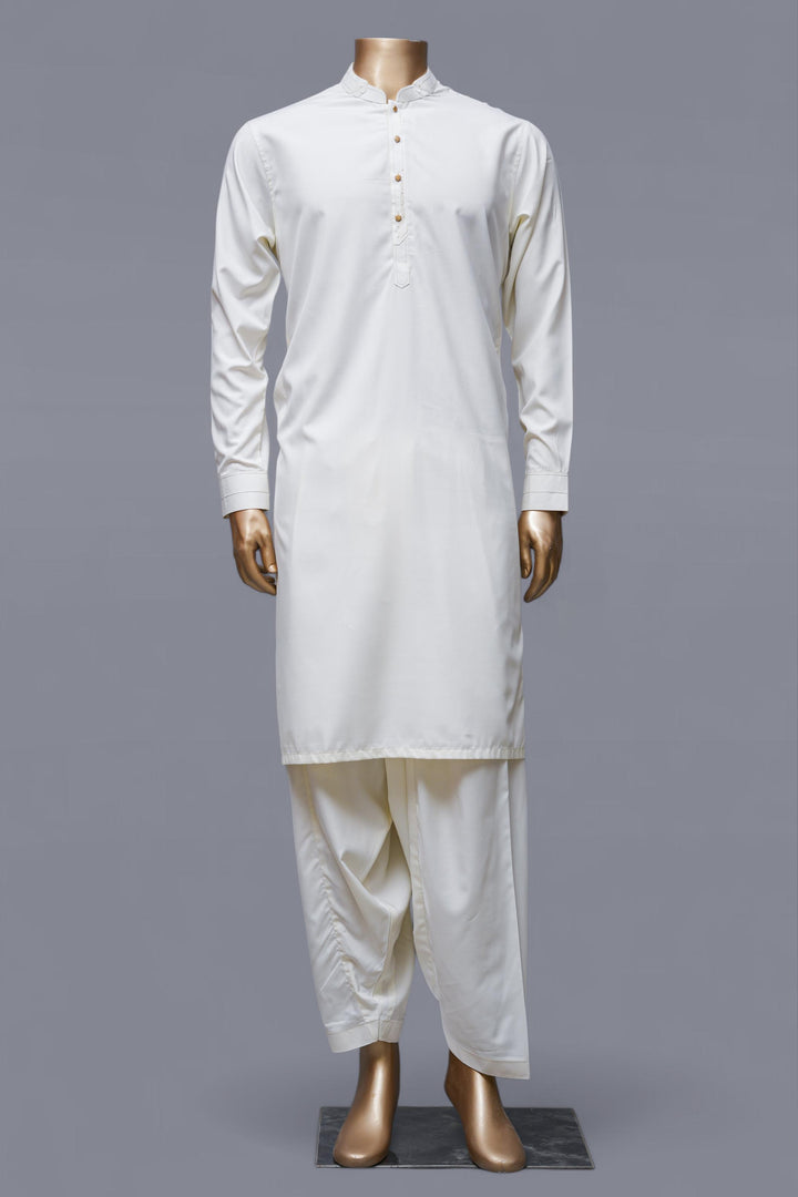 Blended Cream Shalwar Kameez - Raf Raf