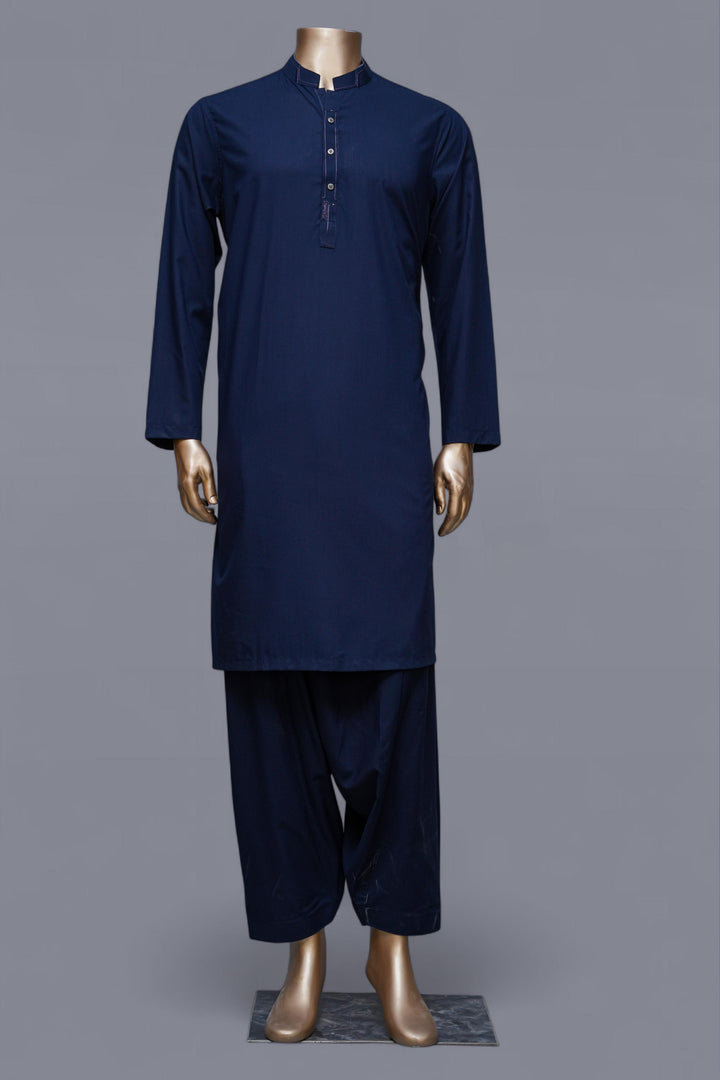 Blended Dark Blue Shalwar Kameez - Raf Raf