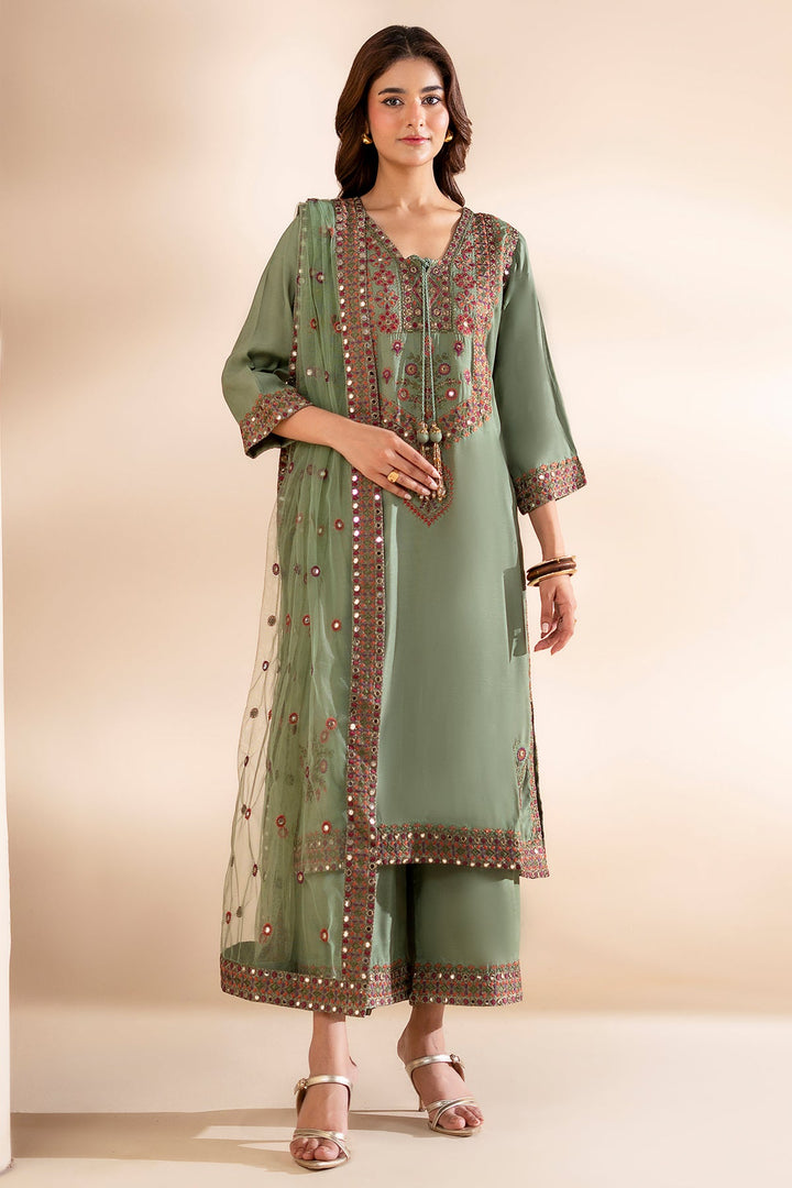 Silk Aqua Stitched Suit - Charizma