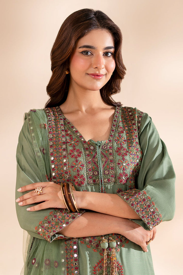 Silk Aqua Stitched Suit - Charizma